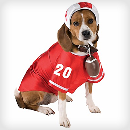 Dog Costume Football Player Athlete Jock Jersey Choose Blue or Red (Size 4  Blue) 